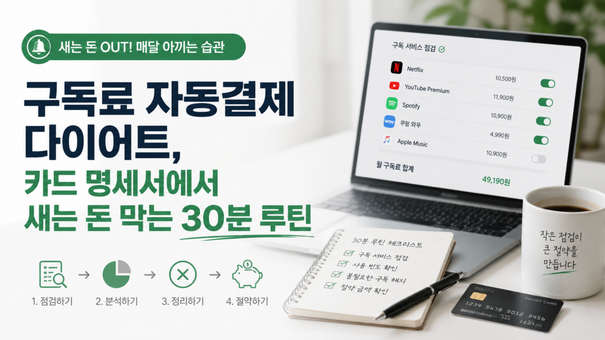 구독료 자동결제 다이어트, 카드 명세서에서 새는 돈 막는 30분 루틴